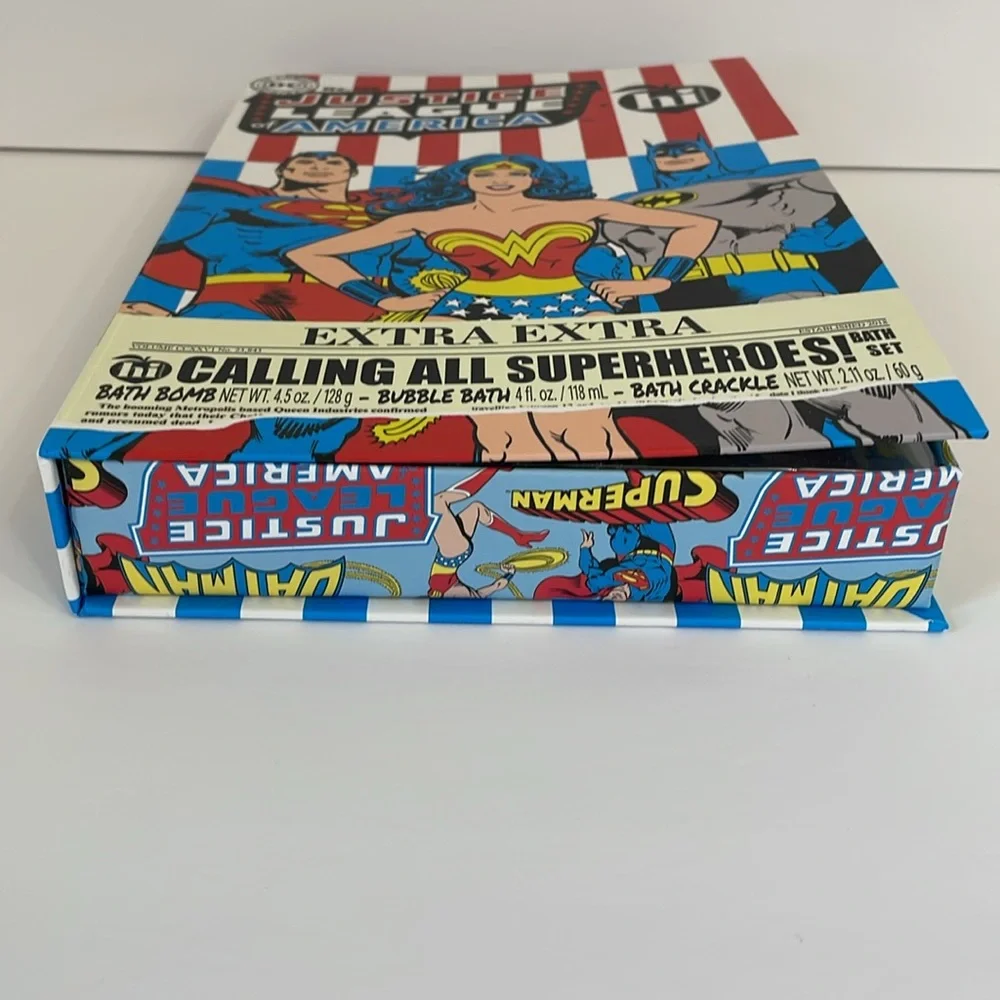 Justice League of America x Hi Peach Layne Calling All Superheroes Bath Set